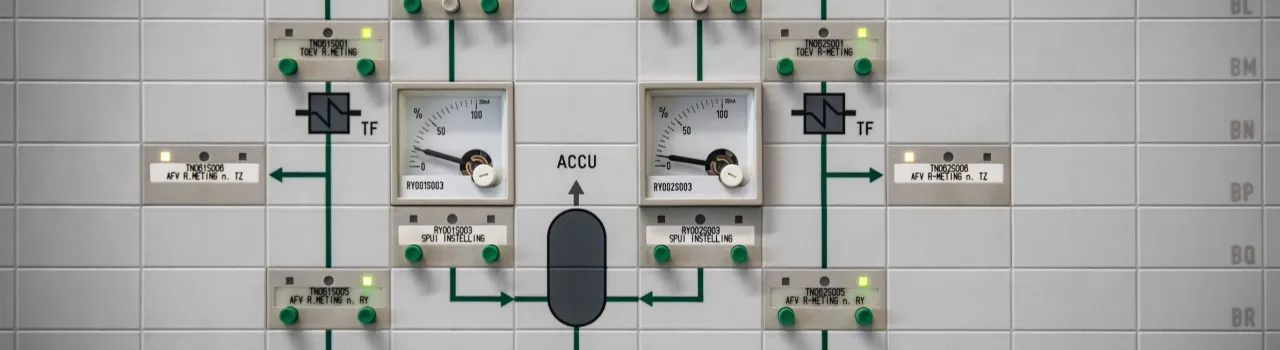 Een installatiepaneel van een kerncentrale