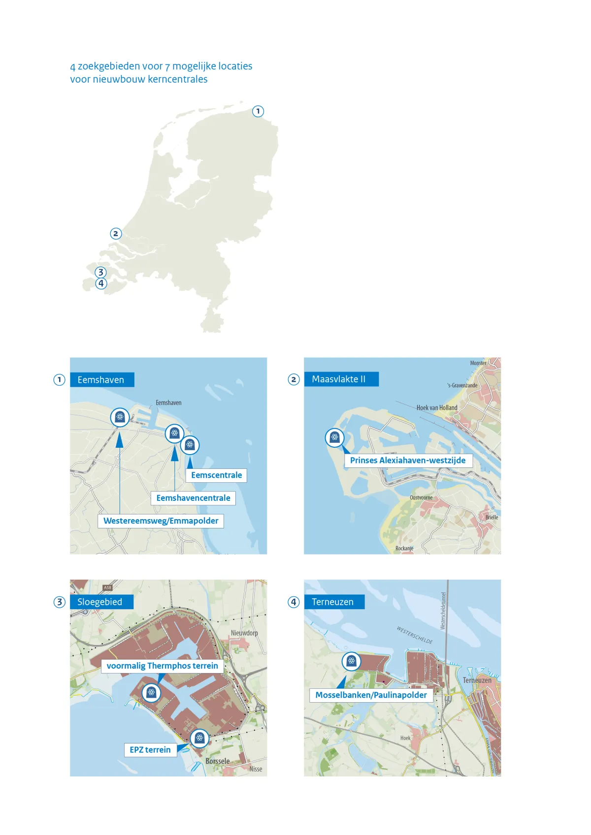 Locaties Nieuwbouw Kerncentrales